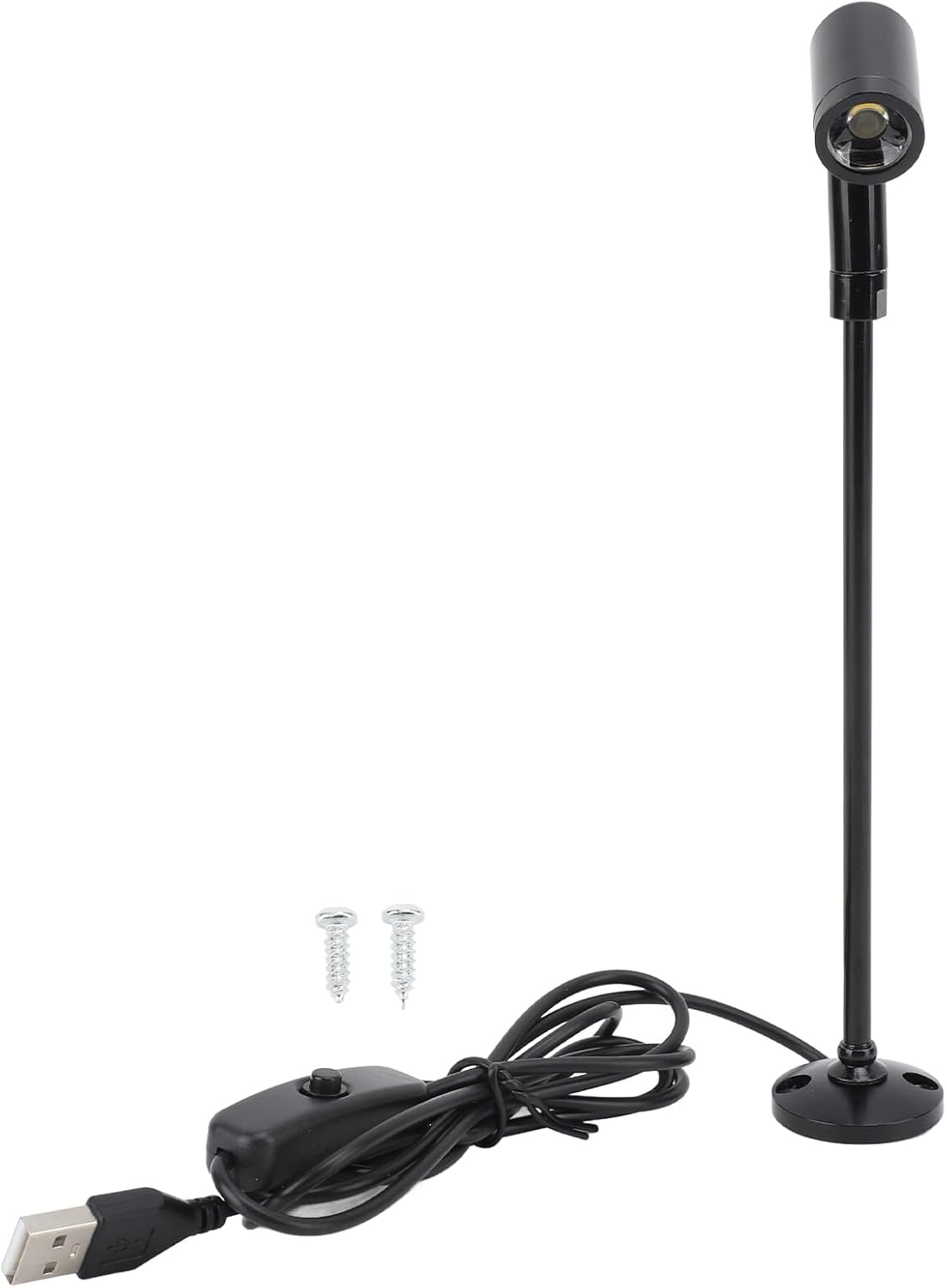 Adjustable LED Standing Cabinet Spotlight for Jewelry Showcases Display, Indoor Accent Lighting with USB Powered Mini Spotlights, Aluminum Light Fixture for Cabinets & Galleries (5V)