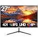 Gawfolk 4K IPS 27 Zoll Monitor 60Hz, PC Bildschirm UHD 3840 x 2160p Rahmenloses Computerbildschirm für Home Office Business, DP, HDMI, VESA 75 * 75MM