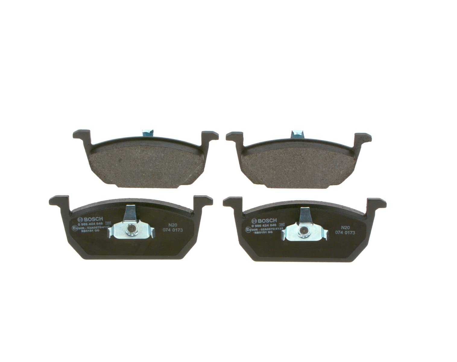 BOSCH Plaquettes de freins Avant Épaisseur 17,3mm 0 986 424 846 Compatible avec VW Polo VI AW1, BZ1, SEAT IBIZA V KJ1, AUDI A1 Sportback GBA, SKODA Kamiq NW4