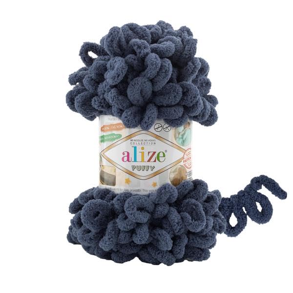 Alize Puffy Baby Big Loop Blanket Yarn 100% Micropolyester Soft Wool Each Ball 100g 9m - 900 Denim