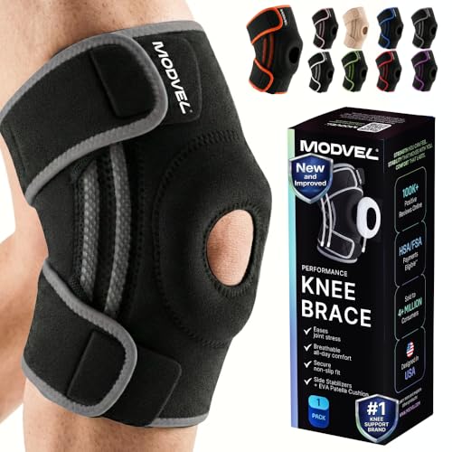 Image of Modvel Knee Brace with Side Stabilizers & Patella Gel Pads for Pain Relief and Joint Support Breathable, Non-Slip Compression Sleeve for Men & Women, Arthritis, Meniscus, ACL Recovery