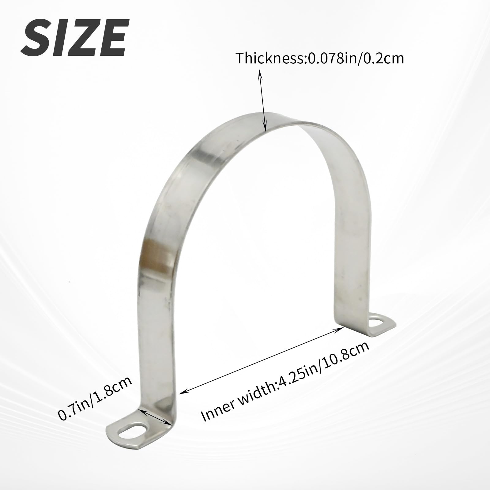VIKKSAER 5 abrazaderas de correa de tubo en U de 2 agujeros, correa de tubo rígida de 108 mm de ancho interior, soporte en U de acero inoxidable para fijar tuberías en varias superficies (108 mm)