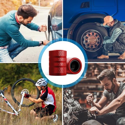 HZJD Tire Valve Stem Caps, Red(4 Pack)