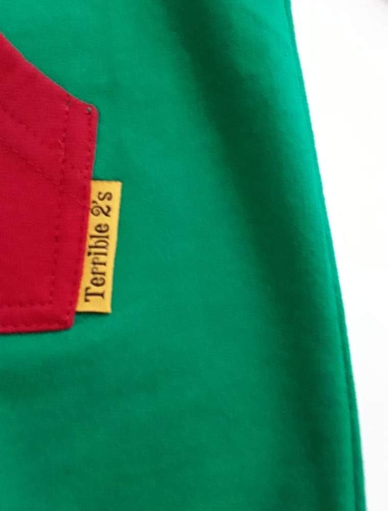 Terrible 2's Strip-Proof Toddler Romper with a Back Zipper in Green/Red