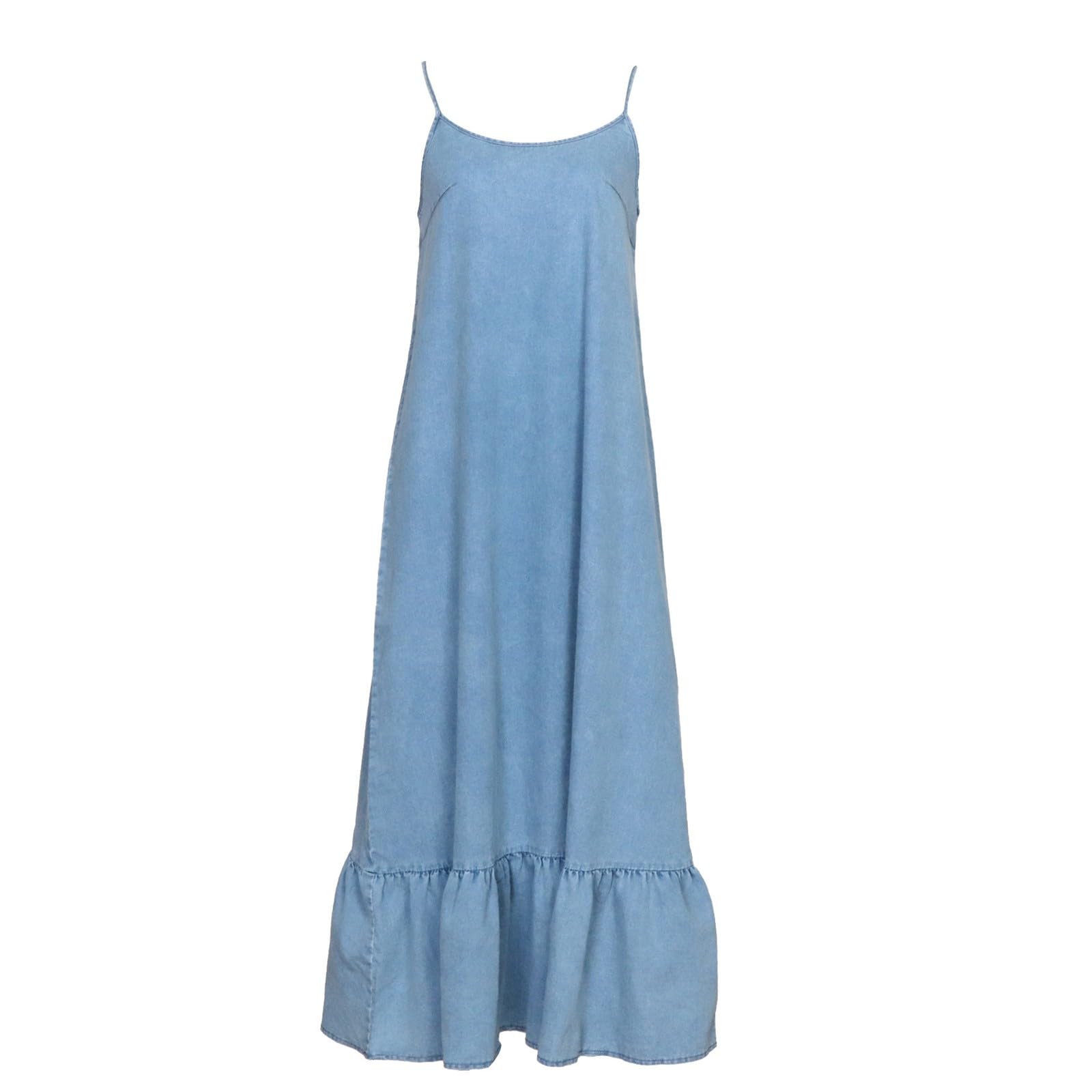 Vestidos Largos Verano Mujer,Vestido Informal Lencero Mezclilla Dobladillo Corte Holgado Largo Verano Mujer Casual Elegante Ligero Cómodo Diario
