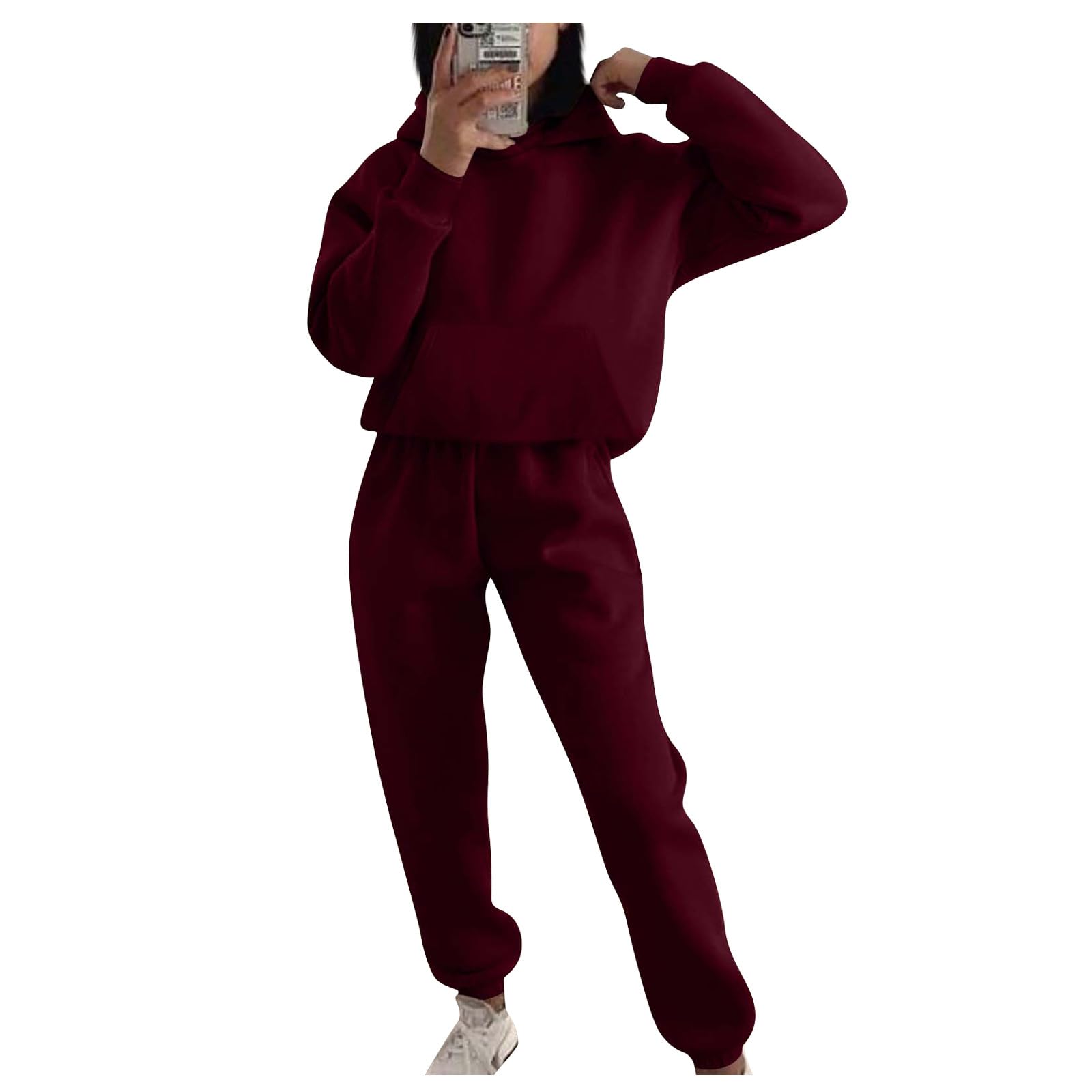2 Piece Lounge Outfits for Women Sweatsuits Set Hoodie Oversized Jogger Sweatpants Y2K Tracksuit Set Fall Clothes
