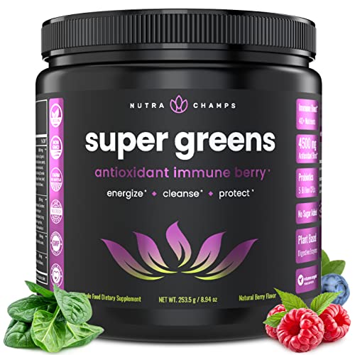 Super-Greens-Powder-Premium-Antioxidant-Superfood-Organic-Greens-Fruit-and-Veggie-Vegan-Supplement-40-Greens-and-Superfoods-Including-Wheatgrass-Spirulina-Probiotic-Powder-Greens-Sweet-Berry