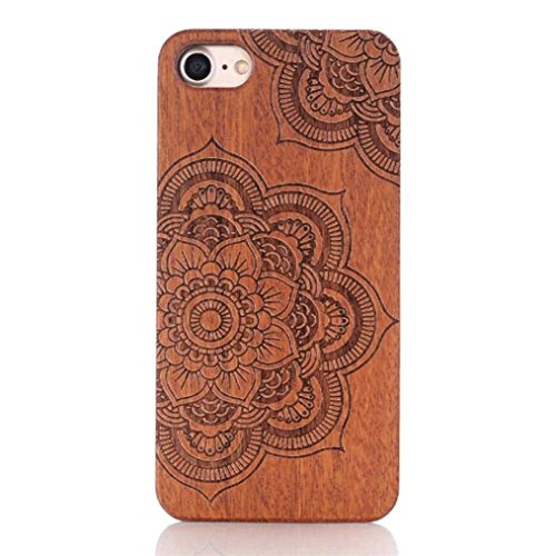 For iPhone 7 Case, HP95(TM) Natural Carved Wood Wooden Hard Case Cover Protect Pattern For iPhone7 4.7 inch (B)
