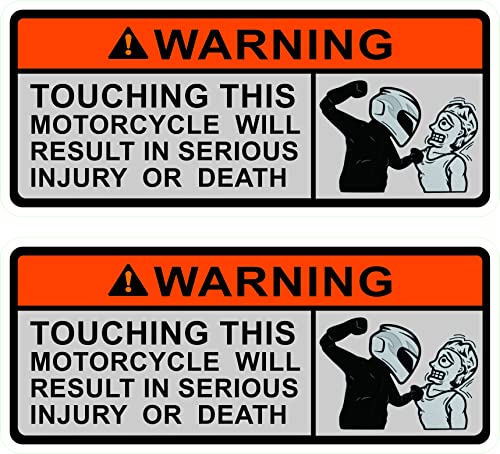 Image of 2 Pieces | Touching This Motorcycle Motorbike Biker Sticker Warning Stickers Funny Safety Instructions Decals | Car Bumper Window Motorcycle Helmet