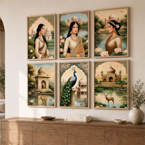Image of kotart Premium Traditional Madhubani Art Paintings with Frame for Home Decor - Painting for Wall Decoration - Pack of 6 (13x17, home decor items)
