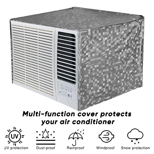 Image of Kuber Industries 3D Design PVC Window AC Cover for 2 Ton Capacity (CTKTC01717, Grey)
