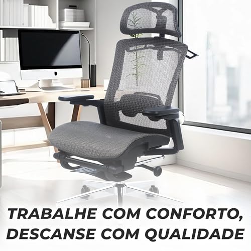 Cadeira Office Presidente Supreme - Cadeira Ergonômica Reclinável - Até120kg, Braços 3D, Suporte par