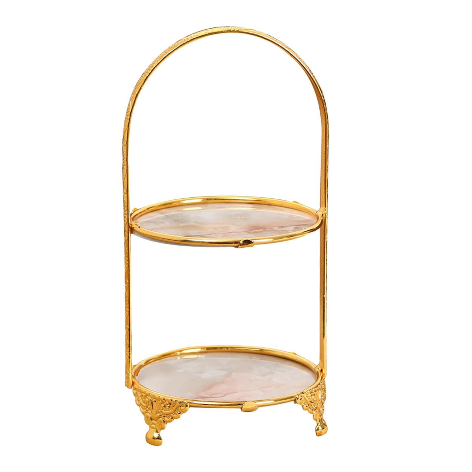 Pedestal de Hierro para Tartas, Decorativo, Bandeja Moderna para Tartas, vajilla para Eventos, Fiestas, Bodas, postres, Cupcakes (Disco de Dos Niveles)