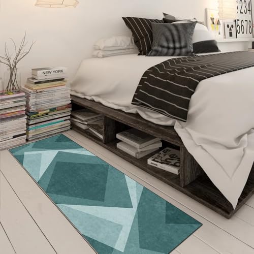 Alfombra larga lavable cian para transformar pasillos oscuros 3