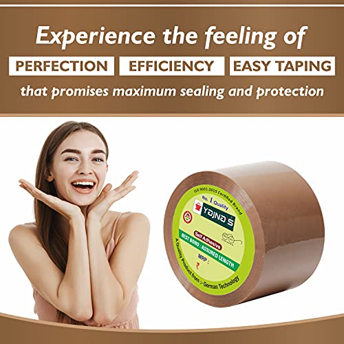 Image of YAJNAS Brown BOPP Tape Self Adhesive High-Strength Packing Tape Roll, Packaging Tape | Brown Cello Tape | e-Commerce Packaging Tape for Home, Office Use & Box Packaging (3 Inch, 35, 2)