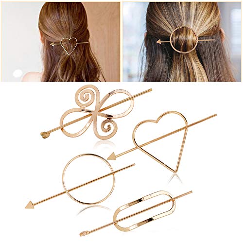 Hair Clip for Women, Vintage Metal Hair Barrettes Geometric Hair Pin Hair Clips for Girls Thick Hair Styling Hair Accessories (Golden)
