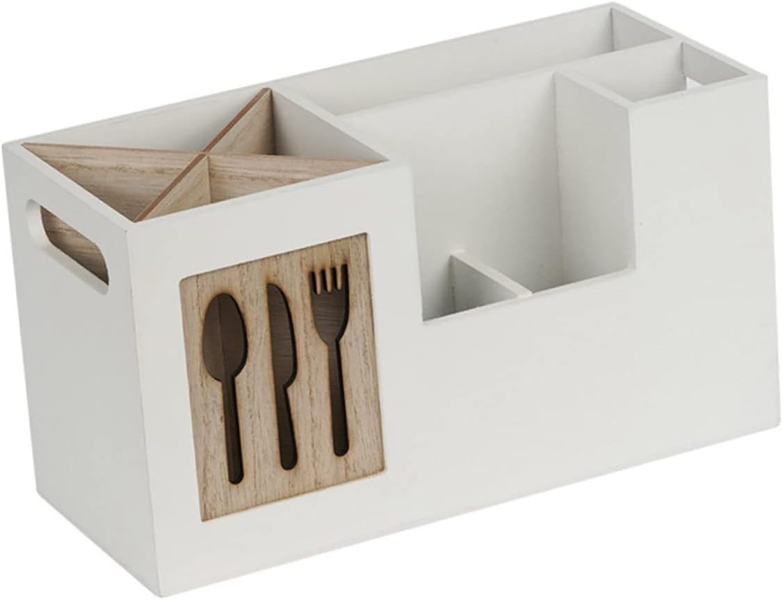 IMIKEYA Wooden Spoon Cutter Holder Utensil Organizer Storage Bin Lids Kitchen Utensil Multi-compartment Storage
