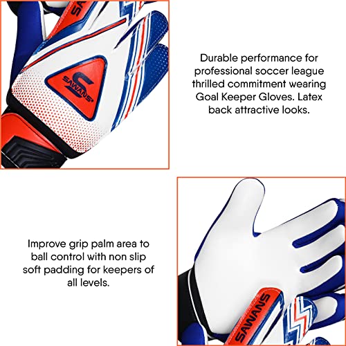 SAWANS Football Goalkeeper Gloves Boys Kids Children Youth Adult Soccer Goalie Protection Goal Keeping Gloves Finger Support Wrist Junior Anti Slip Palm (Size 2 for 4 to 5 year old - Image 4