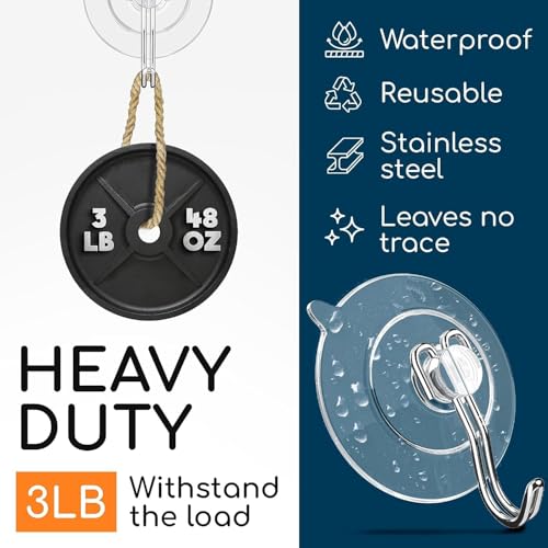 Image of GLUIT Adhesive Wall Hooks for Hanging Heavy Duty 22 lbs Hooks for Walls No Drill, Towel Sticky Clear Hook, Waterproof, Home, Bathroom, Kitchen, Office, and Outdoor