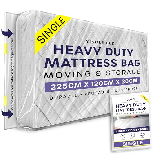 Single Size Heavy Duty Mattress Bag for Moving and Storage - Reusable Waterproof Mattress Cover for Moving, Storage and Protect Beds from Stains, Dust, and Pest Damage