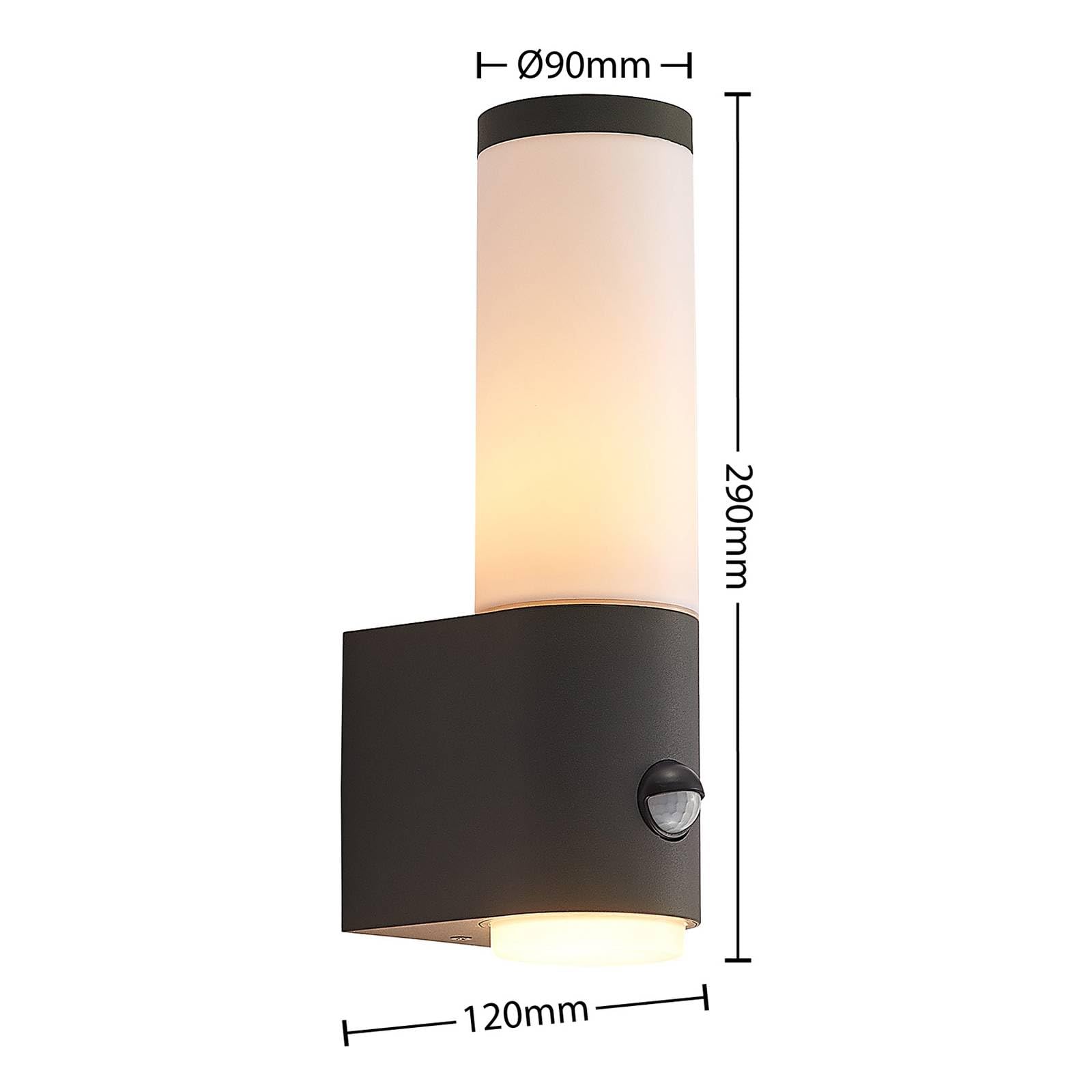 Lindby 'Okari' z czujnik ruchu, styl nowoczesny, kolor czarny, aluminium, IP54, żarówka E27