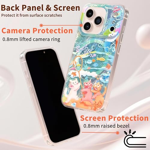Casegis Compatible with iPhone 17 Pro Max Case,with [Soft Slim][Camera Protection][Compatible with MagSafe] Cute Fishing Cats Shiny Aesthetic Phone Cover Shockproof Protective Cover for Women Girl by Casegis - Image 3