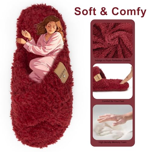 Image of GOEWY Fuzzy Open Toe Slippers for Women Cozy Memory Foam House Shoes Indoor | Cute Cross Band,Soft Faux Fur,Anti-slip Sole Outdoor,Machine-washable,Lightweight,Slip on Gifts for Women,Mom and Bridesmaid