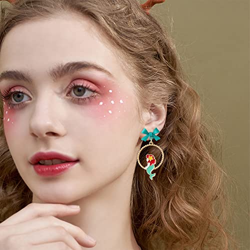 QUPENGXU Asymmetric Sweet Cartoon Bow Drop Dangle Earrings Vintage Earrings For Women3