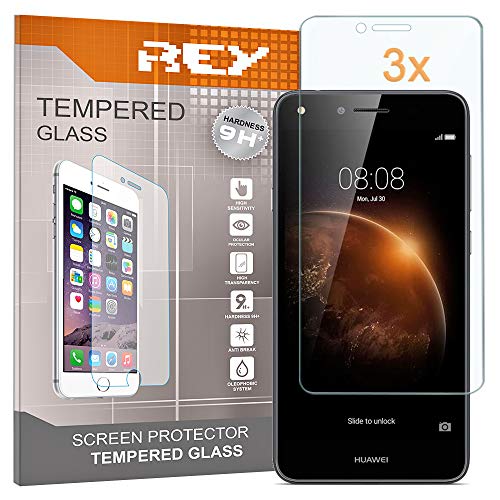 REY 3X Protector Pantalla para Huawei Y6 II Compact, Cristal Vidrio Templado Premium