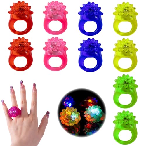 BNOYONERAS 10 Stück Fingerlichter - Leuchtringe, Leuchtende LED Party Ringe für Kinder & Erwachsene