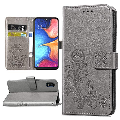 Halnziye Case for Samsung Galaxy A10E, Magnetic Closure Soft TPU Flip Leather Wallet Phone Case with Kickstand Card Slots Designed for Samsung Galaxy A10E Cover (Grey)