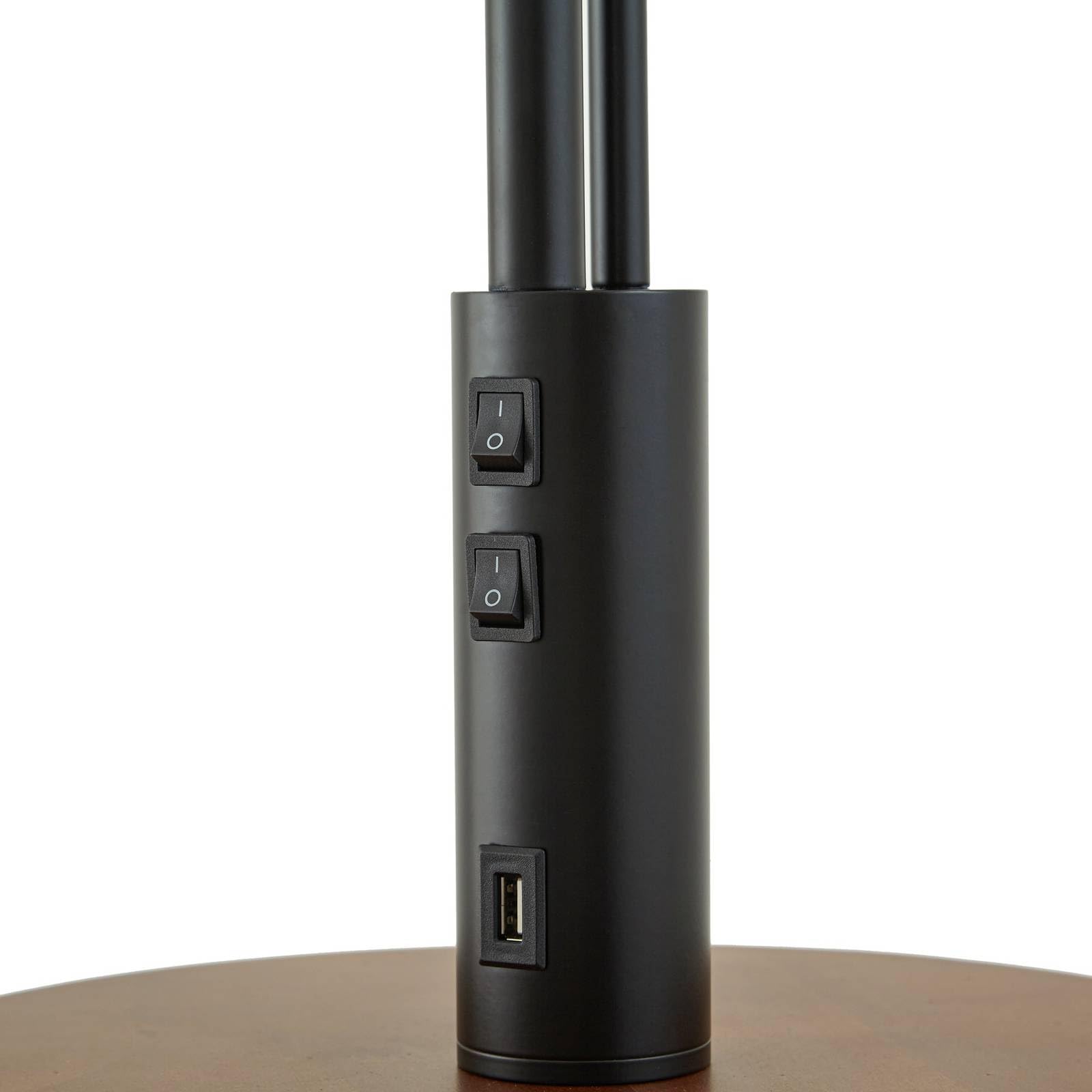 Lindby Lámpara de pie Aovan con estación carga USB (Moderno) en Negro hecho Metal e.o. para Salón & Comedor (1 llama, E27) lámpara textil
