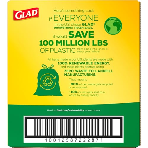 Glad Trash Bags, ForceFlex Tall Kitchen Drawstring Garbage Bags, 13 Gallon, Unscented, 120 Count. - Image 8