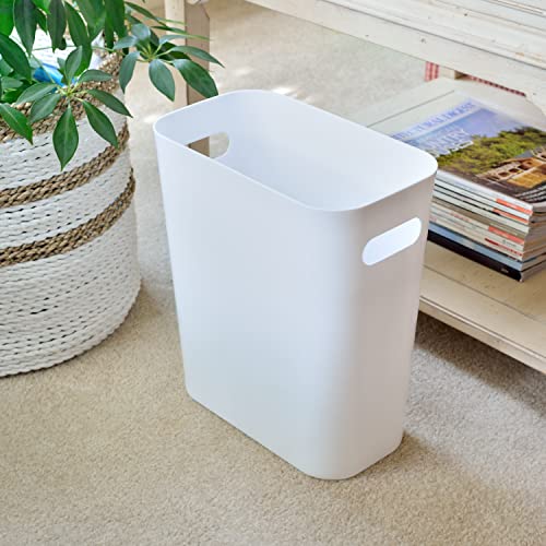 Image of Youngever 2 Pack 3 Gallon Slim Trash Can, Plastic Garbage Container Bin, Trash Bin with Handles for Home Office, Living Room, Study Room, Kitchen, Bathroom (White)