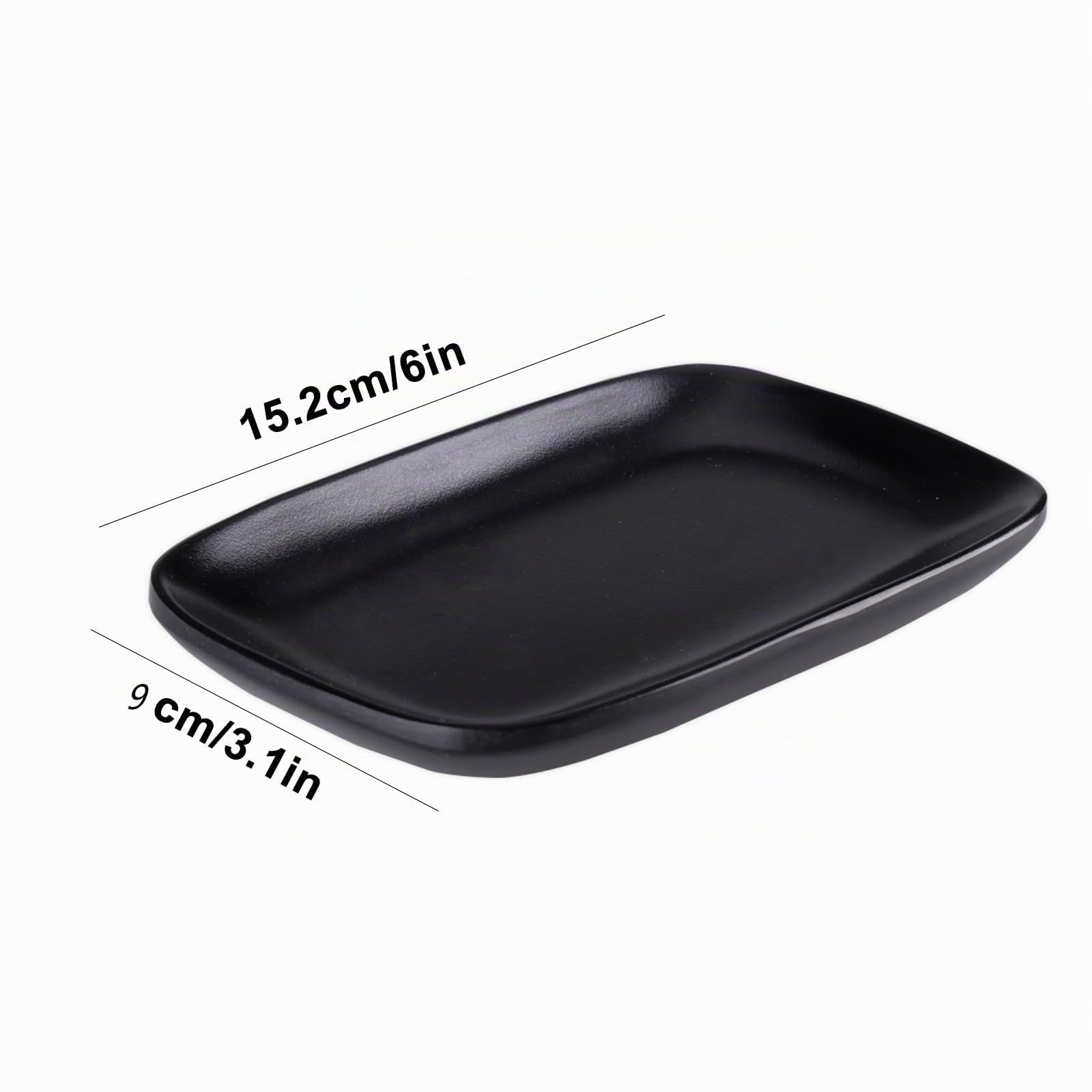 8piezas Platos Pequeños Rectangulares Platos de Postre 15,5x9x1,8cm Platos Negros Rectangulares de Postre para Sushi, Pasteles, etc