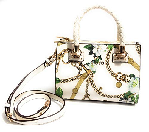 BORSA SATCHEL SMALL LIU-JO MOD. MANHATTAN 3 COMPARTI ECOPELLE BIANCO/FANTASIA DONNA BS19LJ39