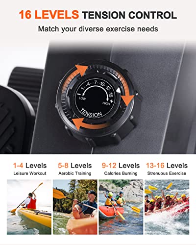 ECHANFIT Magnetic Rower Machine with 16-Level Silence Resistance for Whole Body Rowing with LCD Monitor for Home Gym, Cardio Exercise and Strength Training