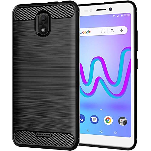 ebestStar - Coque pour Wiko Jerry 3, Etui Protection Motif Carbone, Antichoc Souple TPU, Noir