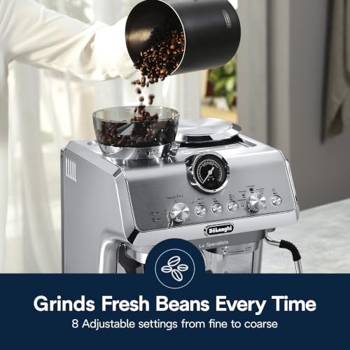 Image of De'Longhi La Specialista Arte Evo Espresso Machine - Compact Cold Brew Coffee Maker with Grinder, Milk Steam Wand /Frother & Tamping Tools - Home Barista Kit for Lattes, Cappuccinos, Iced Coffee