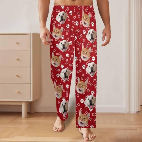 Personalized Face Pajama Photo Pajamas Pants for Men, Custom Pets Dogs Cats Pajamas Bottom Sleepwear Bottoms4