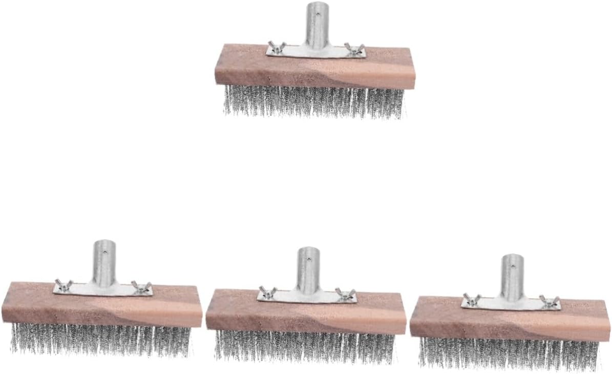 Sosoport 4pcs Stainless Steel Wire Scrub Brush for Multi- Cleaning Handle Design for Tubs Bathrooms Kitchens and Patios Heavy-Duty Bristles for Tough Grime Removal