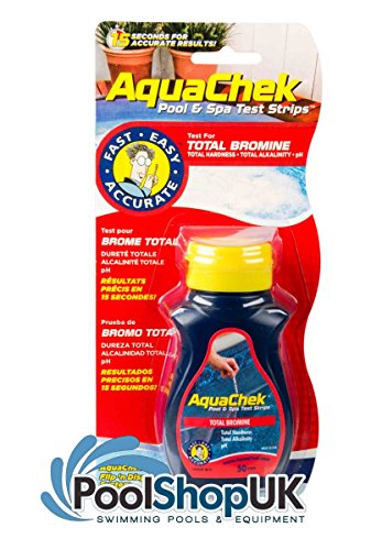 Aquacheck Lot de 50 bandelettes 4 voies de test de brome pour jacuzzi, piscine et spa