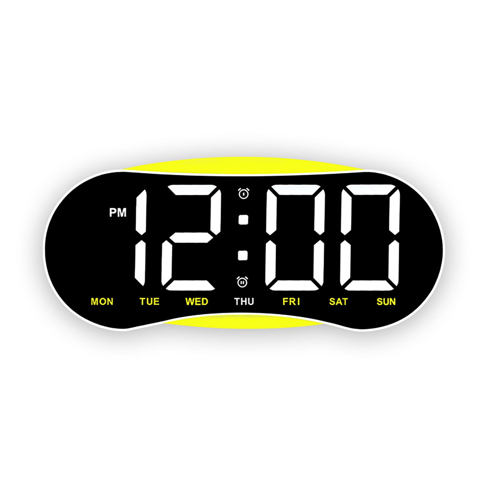 Tsynapter White Shell Yellow Digital Wall Clock Digital Alarm Clock With Temperature, Dimmer, Date Desk Clocks For Offices Living Room Bedroom Decors Wall Battery Operated