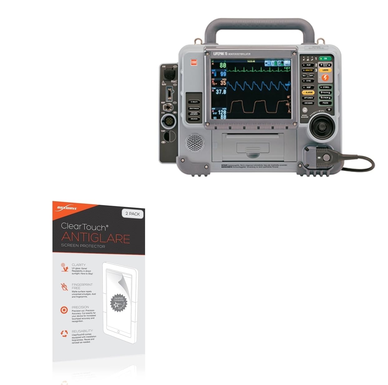 BoxWave Screen Protector Compatible with Physio-Control LIFEPAK 15 - ClearTouch Anti-Glare (2-Pack), Anti-Fingerprint Matte Film Skin