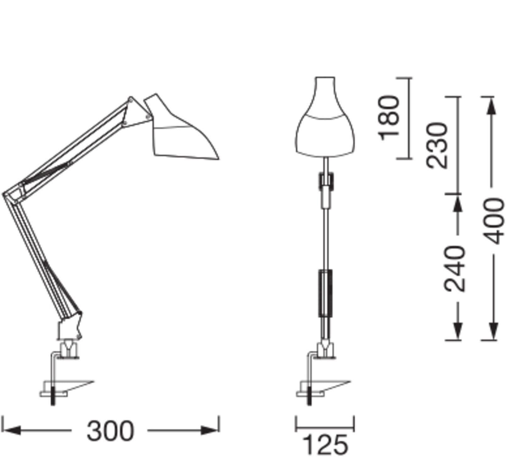 Licht-Erlebnisse Klemmleuchte Metall Weiß E27 verstellbar modern funktional Schlafzimmer Büro Arbeitszimmer H:40 cm Tischleuchte Schreibtisch