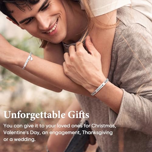 Personalized Matching Bracelet for Couple - Free Engraving Custom Couples Bracelets,Hypoallergenic Adjustable Stainless Steel Long Distance Relationship Jewelry,Promise Bracelet Gifts for Him and Her4