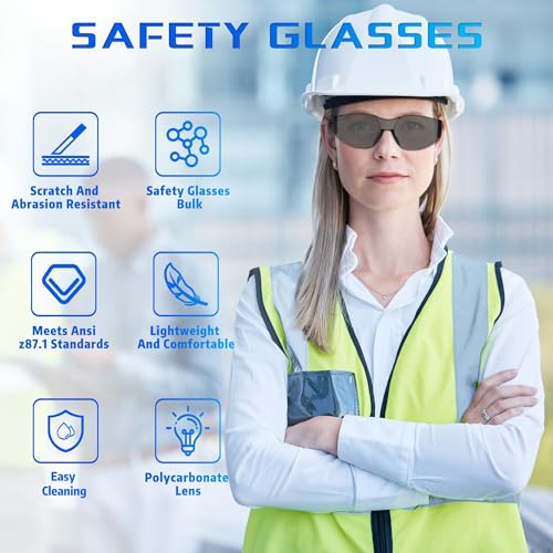 Image of Salfboy Safety Glasses Ansi Z87.1 Clear Safety Glasses Bulk Impact Resistant Lens Protective Eyewear for Men Women