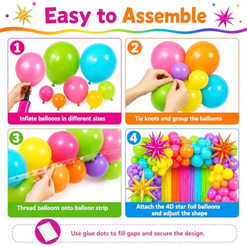 Image of Summer Tropical Balloon Arch Kit for 4D Star Foil Balloons Hot Pink Green | Summer Tropical Balloon Arch Kit 4D Star Foil Balloons Hot Pink Green