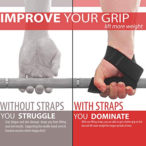 Image of WARM BODY COLD MIND Lasso Lifting Wrist Straps for Cross Training - Rated at 770 lb - Hand Wraps for Olympic Weightlifting, Powerlifting, Weight Lifting, Bodybuilding Strength Deadlift Gym Bar, Cotton