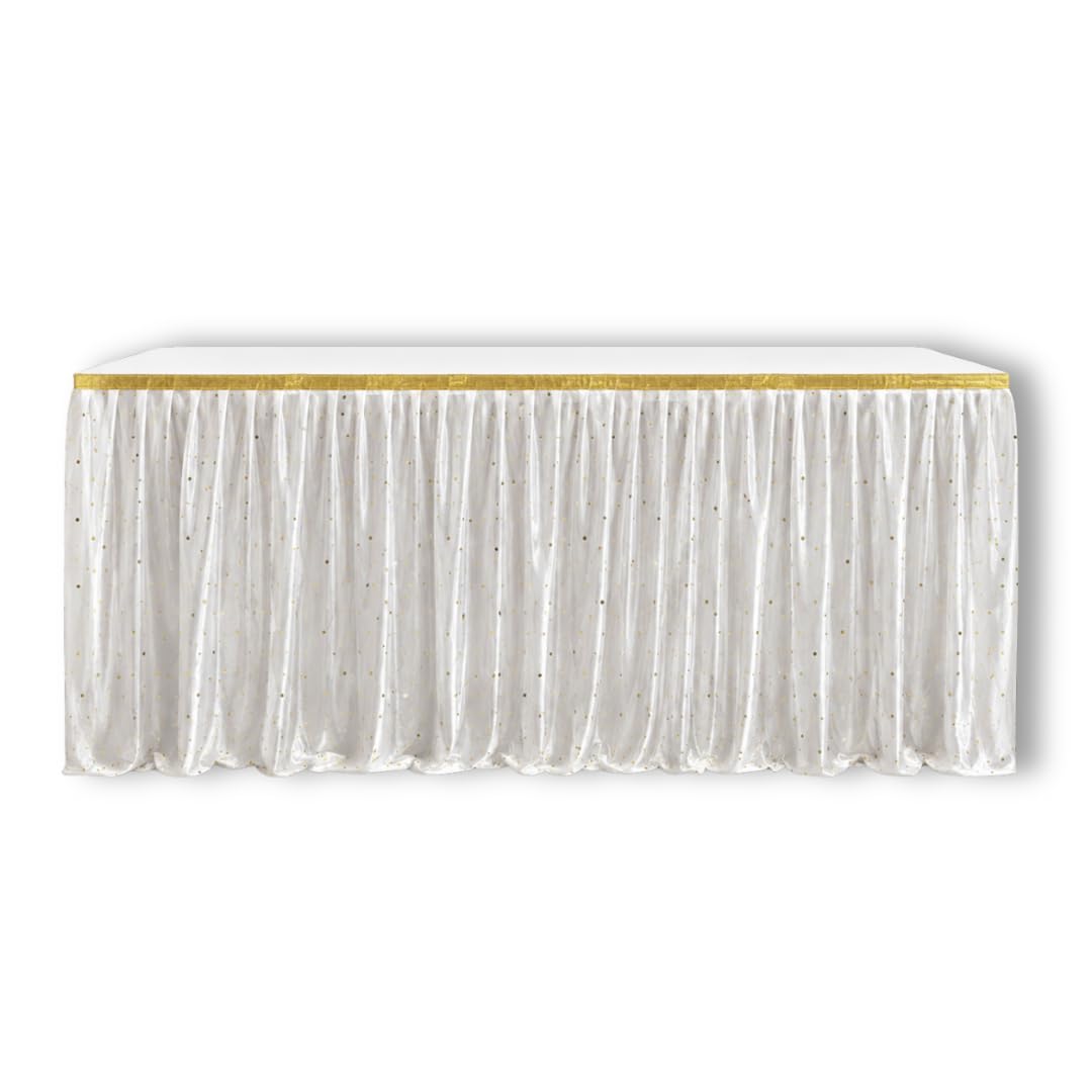 HALDI MEHENDI SHAADI Ganpati Decoration Table Jhalar for Home | White Table Skirting for Festival, Diwali, Ganesh Chaturthi, Laxmi Pooja Decoration | Length 10 Feet, Height 3 Feet-image-43